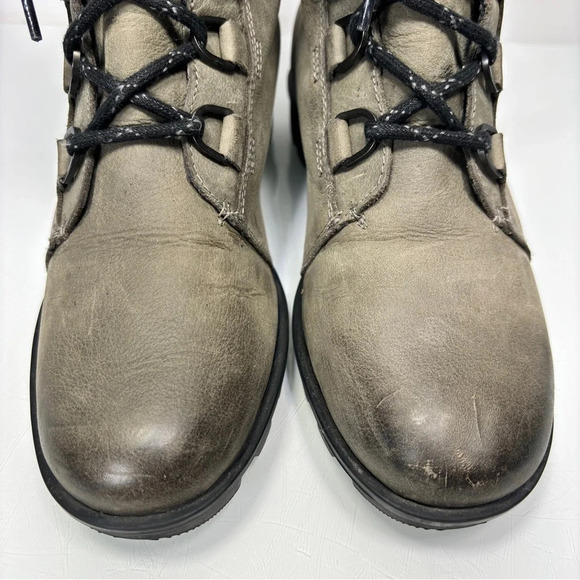 Sorel Phoenix Short Lace Waterproof Greenish Gray Leather Quarry Boots Size 10 - Picture 4 of 13